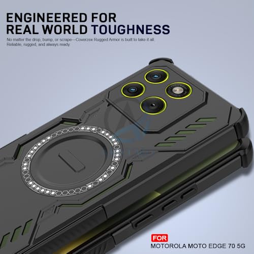 Image of AESTMO Back Case Cover for Moto Edge 70 5G | Magnetic Case with Built-in Metal Ring | Compatible with MagSafe Accessories | Shockproof Hybrid (PC + TPU, Black)