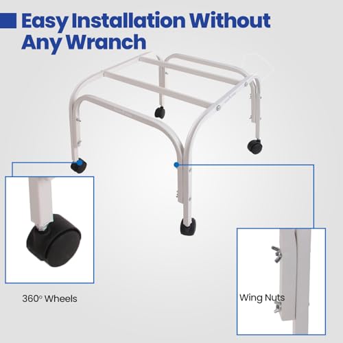 Image of Shop4Ever Cooler Stand | Heavy Duty Metal Adjustable Cooler Stand with 360 Rotating Wheels | Up to 120 KG Load Capacity | Rust-Resistant Base | Suitable for Room & Desert Coolers | White