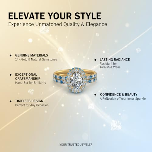 Image of Choose Your Gemstone Oval Halo Rollover Diamond CZ Wedding Ring Yellow Gold Plated Oval Shape Wedding Ring Sets Matching Jewelry Wedding Jewelry Easy to Wear Gifts US Size 4 to 12