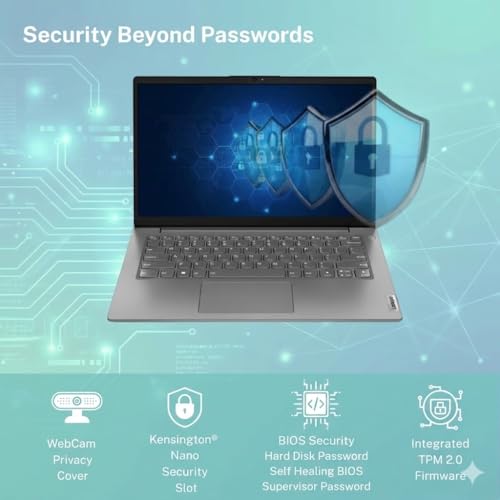 Image of Lenovo V14 Laptop, 13th Gen Intel Core i3-1315U, 14 inch FHD (1920x1080) Antiglare Display, 8GB RAM, 512GB SSD, Windows 11 Home, Office 2024, Thin & Light (1.43kg), Iron Grey,