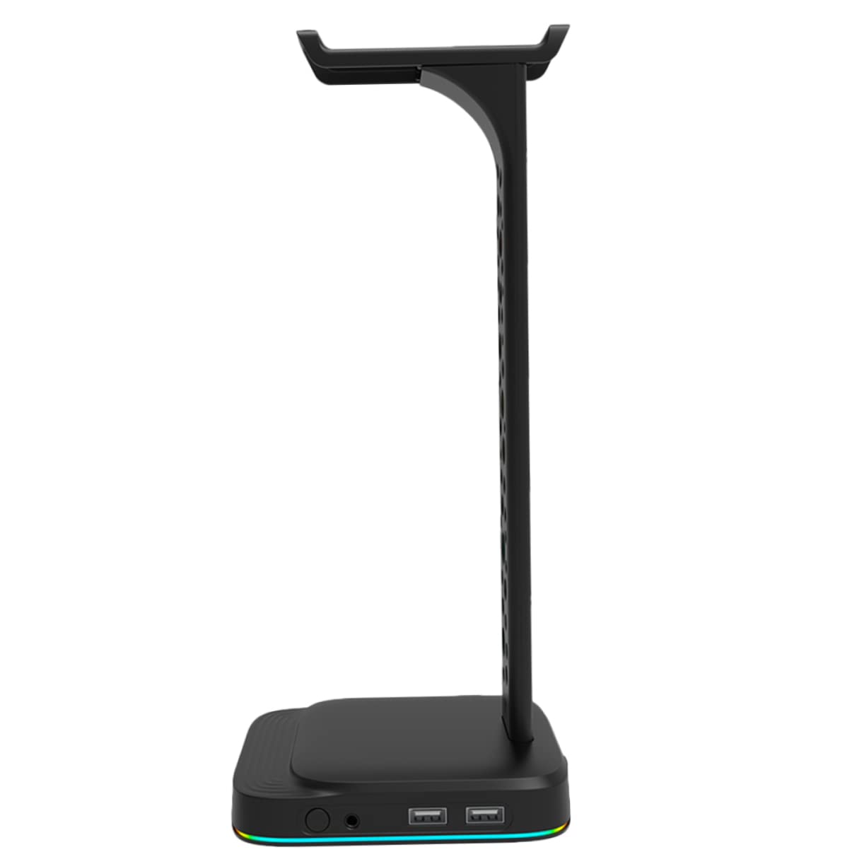 NUOBESTY Supporto Cuffie Gaming Rgb da Scrivania in Abs Nero | Doppia Porta Usb, Design Multifunzione, Trasmissione Dati, per Desktop e PC Gaming