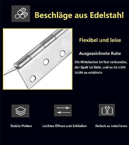 Bohaner Pack of 10 Hinges Foldable Silver Stainless Steel Hinges for Doors Windows Cabinets with Screws (Pack of 10, 75 x 50 mm) - Image 3