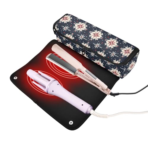 Bolsa organizadora de viaje para herramientas de cabello Boho Bohemian Marble resistente al calor para planchas y rizadores, accesorio portátil miniatura 2