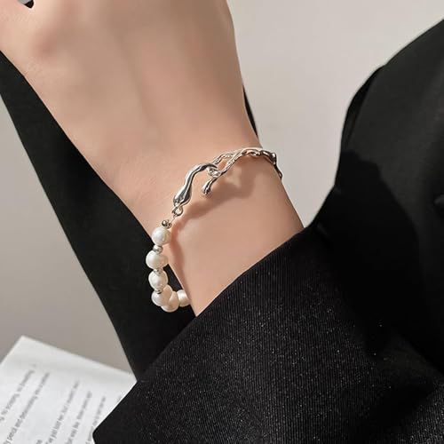 14K Gold Plated Bracelets for Women Trendy Gorgeous Pearl Baroque Bracelet Stack Hand Chain Boho Jewelry Vintage/Luxury 925 Sterling Silver Hand Jewelries Anniversary Birthday Gift for Mom Wife2