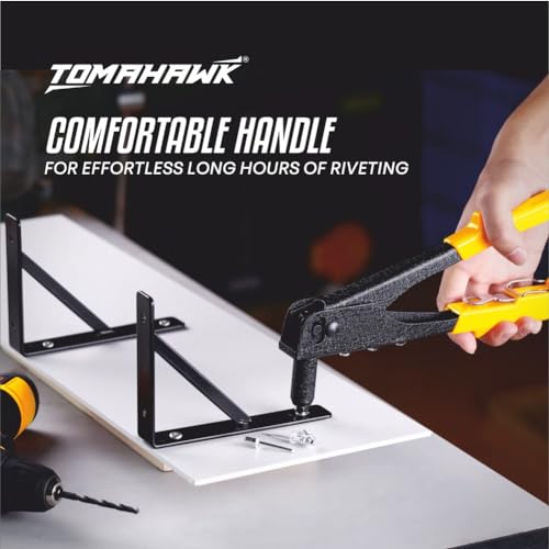 Image of 26.7cm Professional Hand Riveter Kit, Heavy Duty Manual Pop Rivet Gun with Spring Loaded Handles, Ergonomic Grip for Metal, Plastic, Automotive, Construction & DIY Use