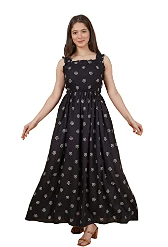Image of Daevish Women's Rayon Fit and Flare Maxi Casual Dress | Women Flared Dress