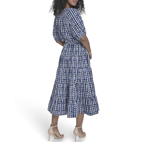 Image of Calvin Klein Puff Sleeve Commuter Tiered Maxi