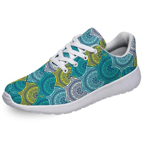Women Men Ethnic Floral Prints Shoes Slip On Running Shoes Athletic Tennis Sneakers White Size 7