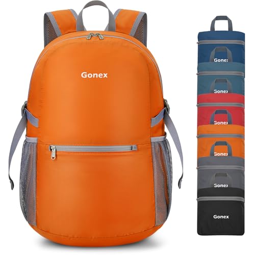 Gonex Sac à dos ultra léger et pliable pour camping, voyage, cyclisme (orange), Orange, 30L