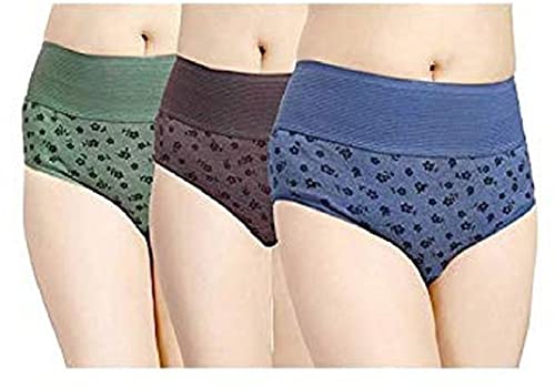 Image of Pack of 3 100% Pure Cotton Soft Elastic Waistband All Day Comfort Multicolor Hispter Panty | Panties for Girls - Multicolor, Color May Vary[ Free One Cotton Face Mask ]