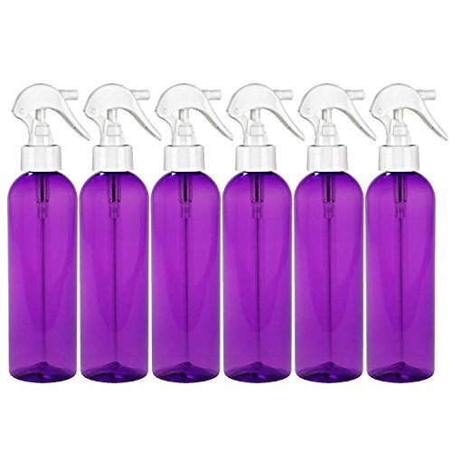 MoYo Natural Labs 8 oz Spray Bottles, Trigger Sprayer Empty Travel Containers, BPA Free PET Plastic for Essential Oils and Liquids/Cosmetics (Pack of 6, Purple)