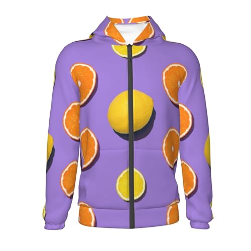 Yellow Lemon And Orange Kid Hoodies Boys Zip Up Sweatshirts Girls Pullover with Pocket2