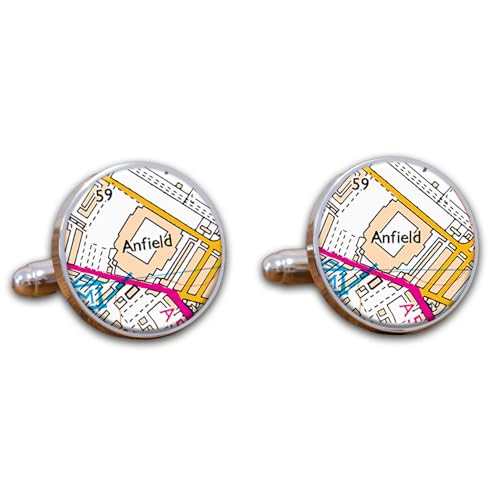 Football Stadium Map Cufflinks, Liverpool Ground Map Cuff links, Anfield Map Cufflinks