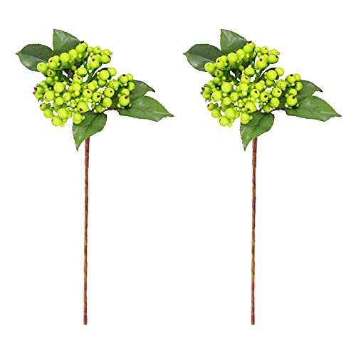 BELUAPI Artificial Berry Stems, 2Pcs Floral Sprays Berry Fruit Picks Holly Berry Branch Fruit Flower Arrangement Artificial Berry Flower Bouquet for DIY Wedding Party Home Decor