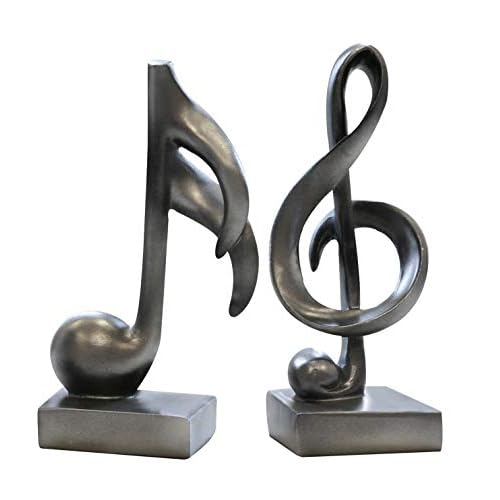 Moderne Skulptur Deko Objekt Music anthrazit Notenschlüssel und Note Poly Höhe 18 cm