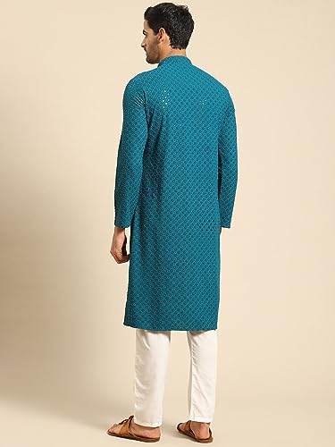 Image of Rajubhai Hargovindas Men Chikankari and Sequin Work Kurta