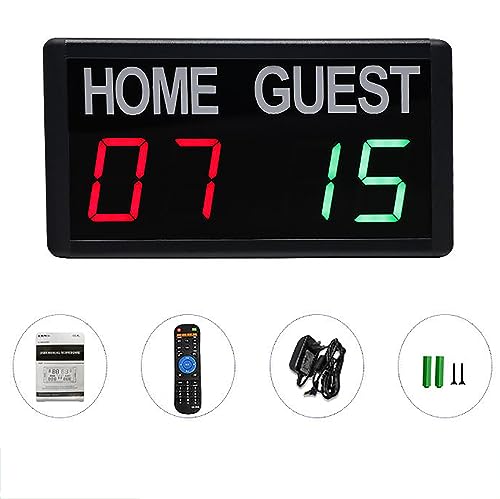 Marcador electrónico de mesa, marcador digital de 4 dígitos con control remoto, 5 niveles de ajuste de brillo, registra puntuaciones de 0 a 99, apto para shuffleboard, billar, voleibol y baloncesto miniatura 6