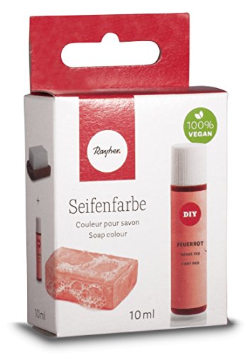 Rayher Hobby 34246280 Seifenfarbe, 10 ml, geruchsneutral, 100% vegan, schadstofffrei und ökologisch abbaubar, im wiederverschließbaren Kunststofffläschchen mit Schraubdeckel, gut dosierbar, feuerrot