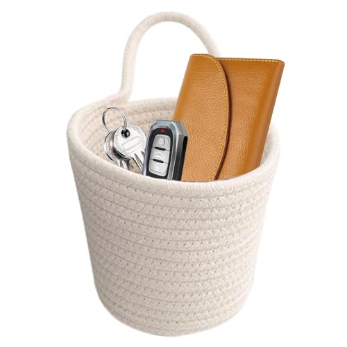 Cestino portaoggetti da parete | Contenitore organizer intrecciato a mano – Cestini da cucina intrecciati a mano per contenere piccoli oggetti, chiavi, portafogli, occhiali da sole