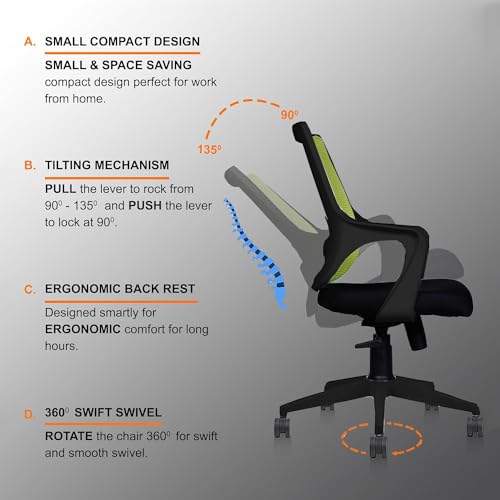 Image of Ergonomic Mesh Office Chair for Home & Office with High Comfort Seating, Adjustable Tilt, Swivel, and Casters