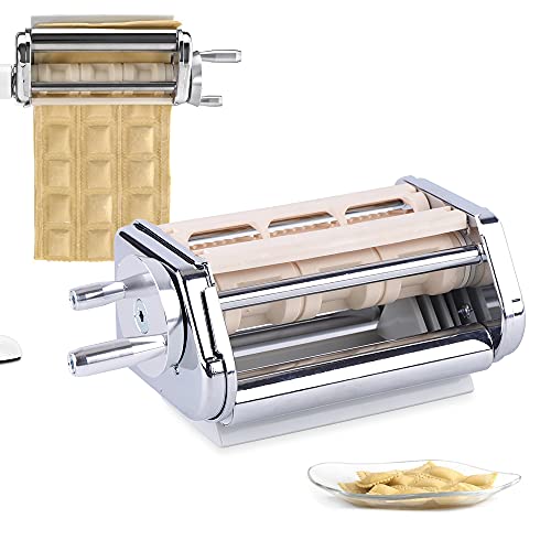 Ravioli Maker Attachment, Stainless Steel Pasta Roller Aid Attachment for Stand Mixer, Dumpling Maker Pasta Lasagna Spaghetti Wrapper Pastry Dough Cutter