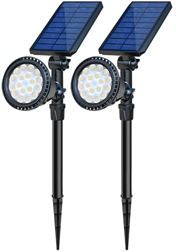 Solar Spot Lights Outdoor, 18 LED Bright Solar Powered Lights Outdoor Waterproof IP65 with 2 Modes...
