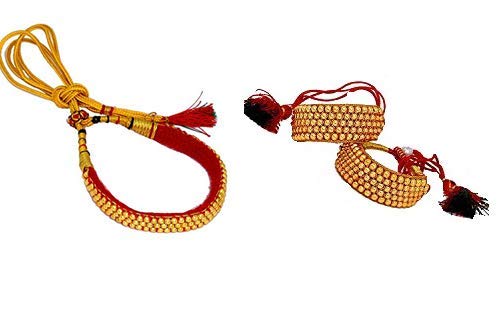 Bhumi Creation Red Traditional Gold Plated Adjustable Rajputi/Rajasthani Necklace with Pochi Set for Women (B09P85G67F) Amazon Price History, Amazon Price Tracker