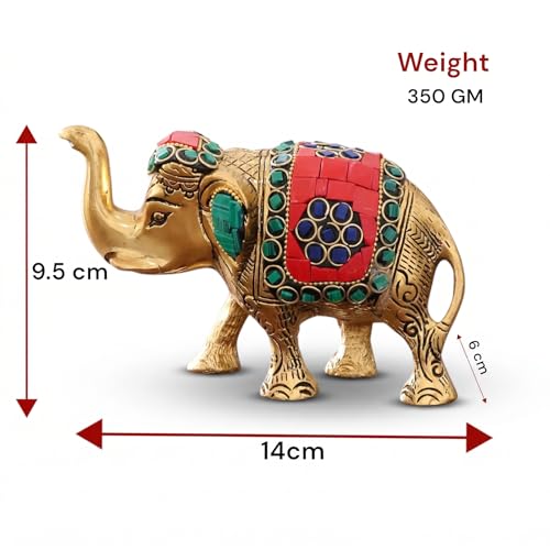 Image of KridayKraft Metal Elephant Medium Size with Stone Work for Showpiece Enhance Your Home,Office & Table and Gift for Have House Warming Anniversaries, Birthday..