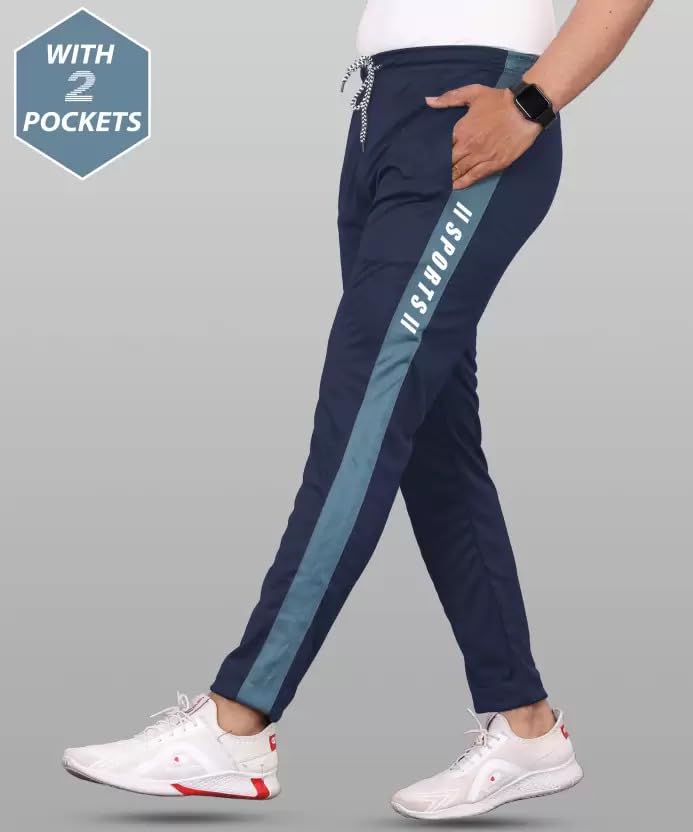 Image of Track Pants for Mens /Joggers for Mens /Mens Lower Polyester with Two Side Zipper Pockets for Gym, Yoga, Exercise, Morning Walk, Jogging, Sports (L1 Pack of 2)