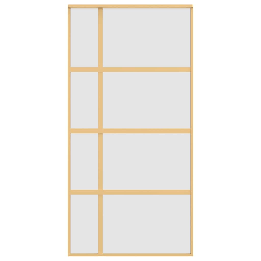 Drzwi przesuwne złote 102,5 x 205 cm, matowe szkło ESG, aluminium, materiały budowlane, drzwi, drzwi domowe