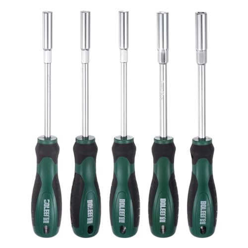 QUARKZMAN 5/5.5/6/7/8Pcs Llave de Tuerca Métrica 5Mm Cr-V Punta No Magnética Ejes Huecos Destornillador de Vaso Hexagonal con Mango Antideslizante para Reparación de Automóviles
