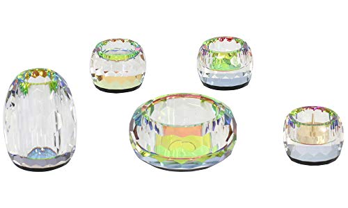 ◆家具調仏具セット◆【5点】 クリスタルガラス製仏具 『レインボー』 5具足