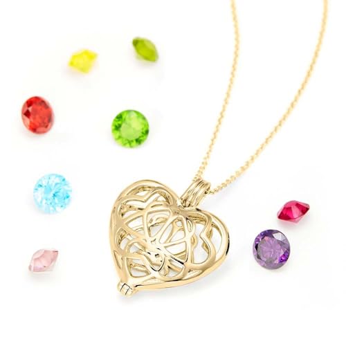 EVE'S ADDICTION Custom Gold Plated Simulated Birthstone Heart Locket, 16" chain - Personalized Birthstone Necklace for Women - Heart Jewelry - Mother's Necklace - Gifts for Mom3