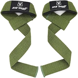 AXE BEAST Lifting Wrist Strap for Gym Workout, Weightlifting, Deadlifts, Bodybuilding, Strength Training and Powerlifting, Pure Cotton, Padded Straps. Men and Women (Army Green)