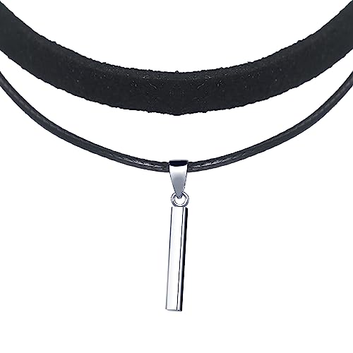Yumilok Kette Damen Halskette Collier 925 Sterling Silber Choker Lederseil schwarz für Frauen Sie Freundin