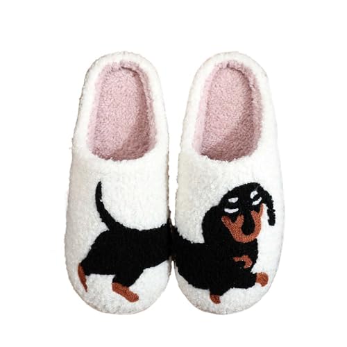 Image of Highland Cow Slippers for Women Plush Scottish Highland Cow Animal Slippers Warm Non Slip Home Indoor Slippers