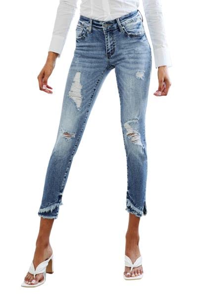 Kancan Women's Mid Rise Ankle Skinny Jeans - KC6204M2