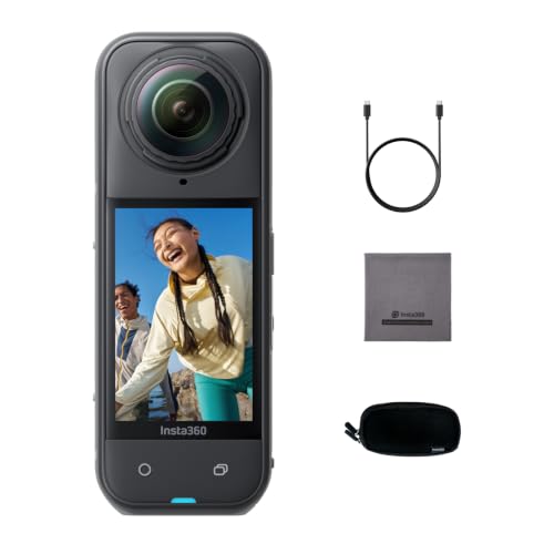 Insta360 X5 - Action Cam Impermeabile 360° in 8K, Superba in Bassa Luce, Selfie Stick Invisibile, Obiettivi Sostituibili, Autonomia 3 ore, Cover Antivento, Stabilizzazione, Design con triplo Chip IA