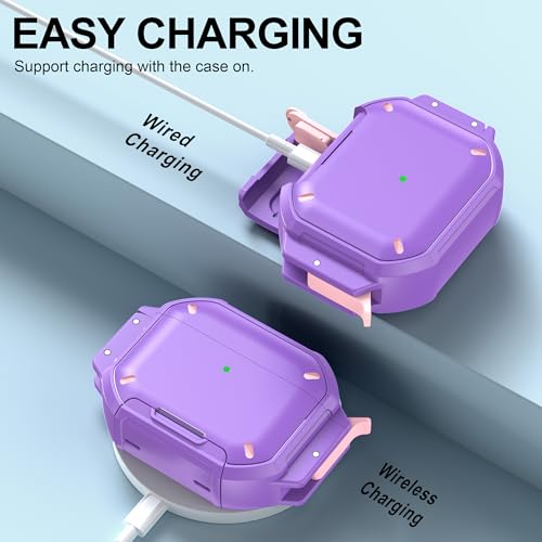 Image of RFUNGUANGO IP68 Waterproof AirPods Pro 3 Case with Lock, Purple