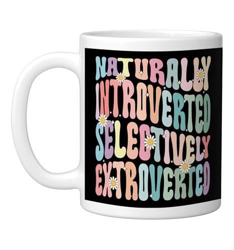 Taza de cerámica Naturally Introverted Selectively Extroverted Blanca