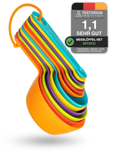 Mitavo 12 teiliges Messlöffel-Set, Bunte Maßlöffel, Dosierlöffel zum Kochen Backen, Maßangaben...