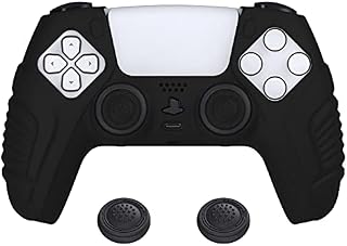 playvital Raging Warrior Edition Controller Protective Case Cover for ps5, Anti-Slip Rubber Protector for ps5 Wireless Controller, Soft Silicone Skin for ps5 Controller with Thumbstick Caps - Black