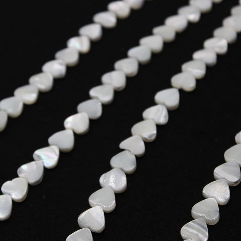Miniatura 5 de Cuentas de concha de corazón blanco natural, cuentas de nácar, de agua dulce, para hacer joyas, bricolaje, collar, pulsera, accesorios hechos a mano