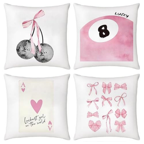 Onperpoe 4 Stück Dekorative Kissenbezüge für Mädchenzimmer, Rosa, 45 x...