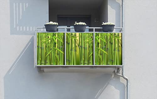 Wallario Balkonverkleidung, Sichtschutz, Windschutz, Meterware nach Maß mit vormontierten Ösen - Motiv Grüner Bambuswald (Grundpreis: 29,95Eur/m)