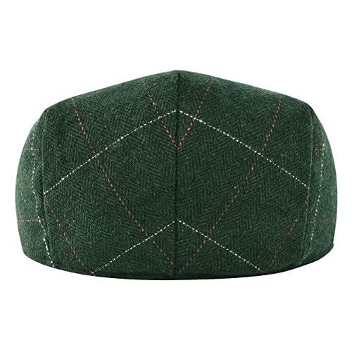 Starance Men Hat Wool Blend Newsboy Ivy Hat Tweed Flat Cap (Plaid Green 2, 7 1/2) #TOP3
