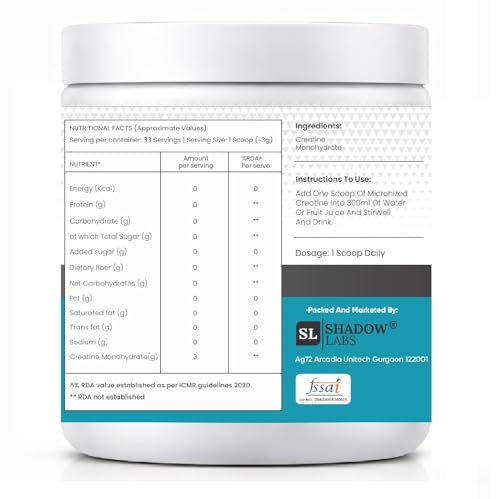 Image of Shadowlabs Creatine Monohydrate Powder 100g