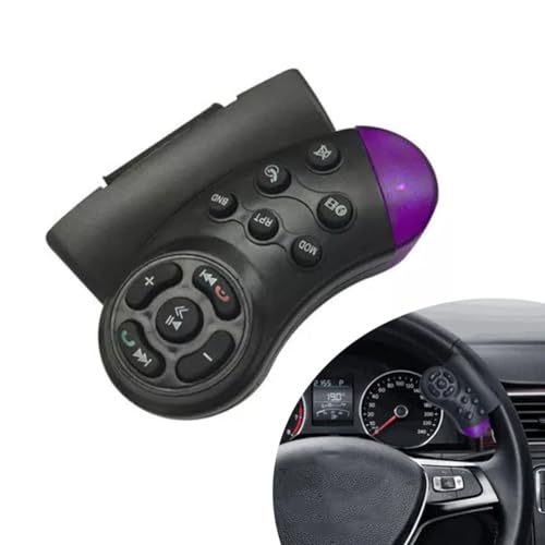 SageFurned Mando a distancia con botón de volante para reproductor multimedia de coche, compatible con CD, VCD y electrónica automotriz, alcance de 8 m, ángulo de lanzamiento de 35°, material ABS