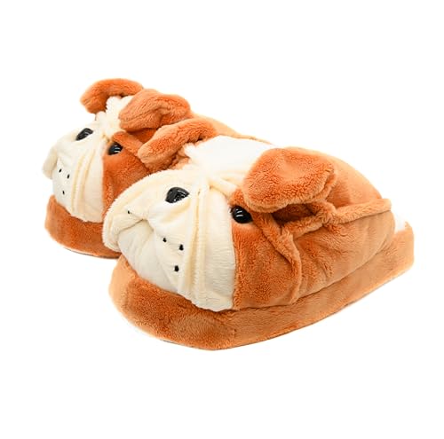 Onmygogo Fuzzy Animal Plush Slippers for Women and Men, Winter Indoor Home Scuff Slippers for Adult