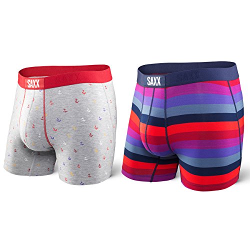 Saxx Men's Vibe 2 Pack Boxers Underwear,Large,Roll Model